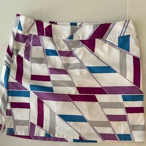 Adidas Women's Geometric Print Golf Skort Beige Size 10